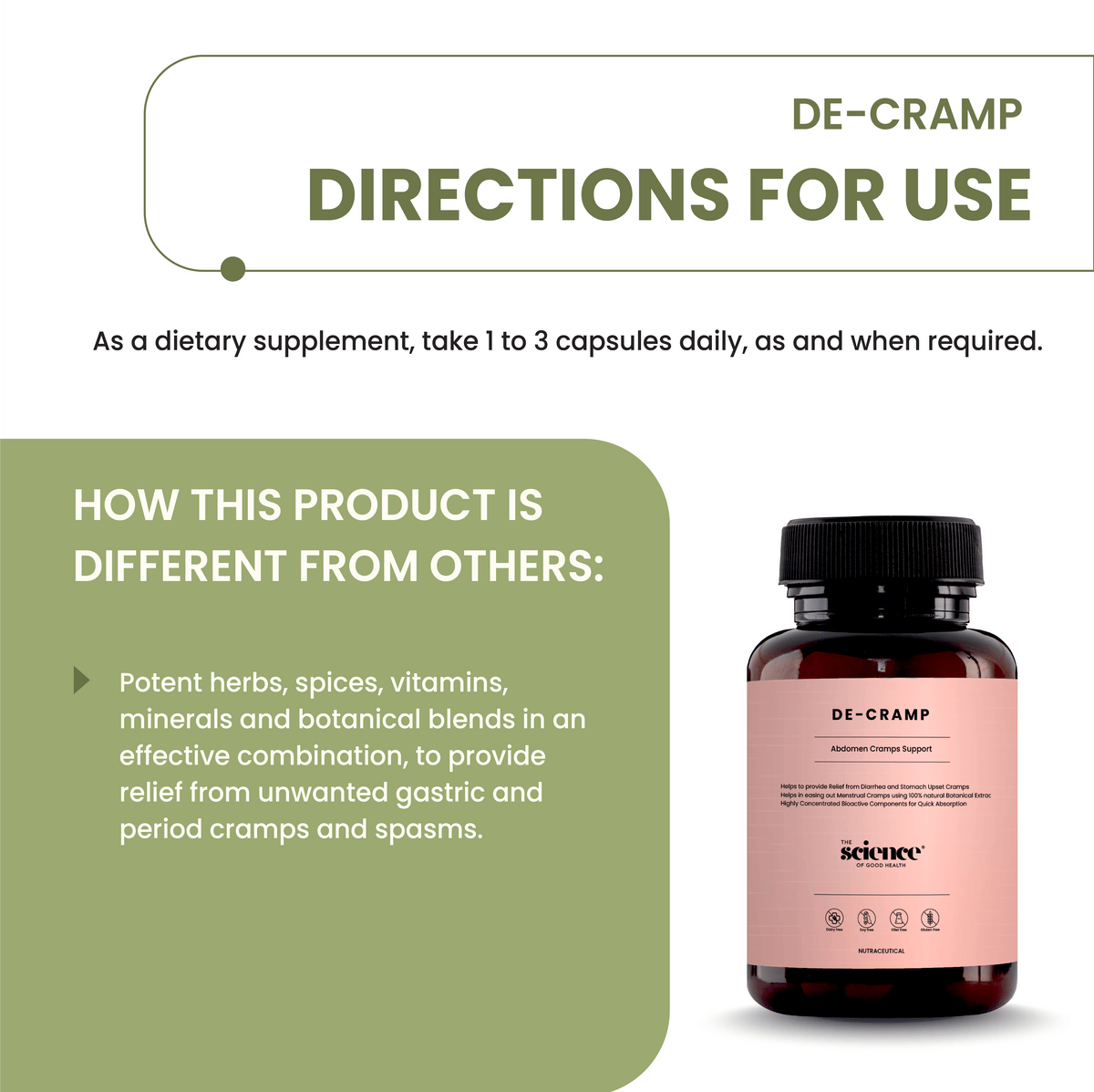 De-Cramp Supplement – chamomile and anti-spasm ingredients
