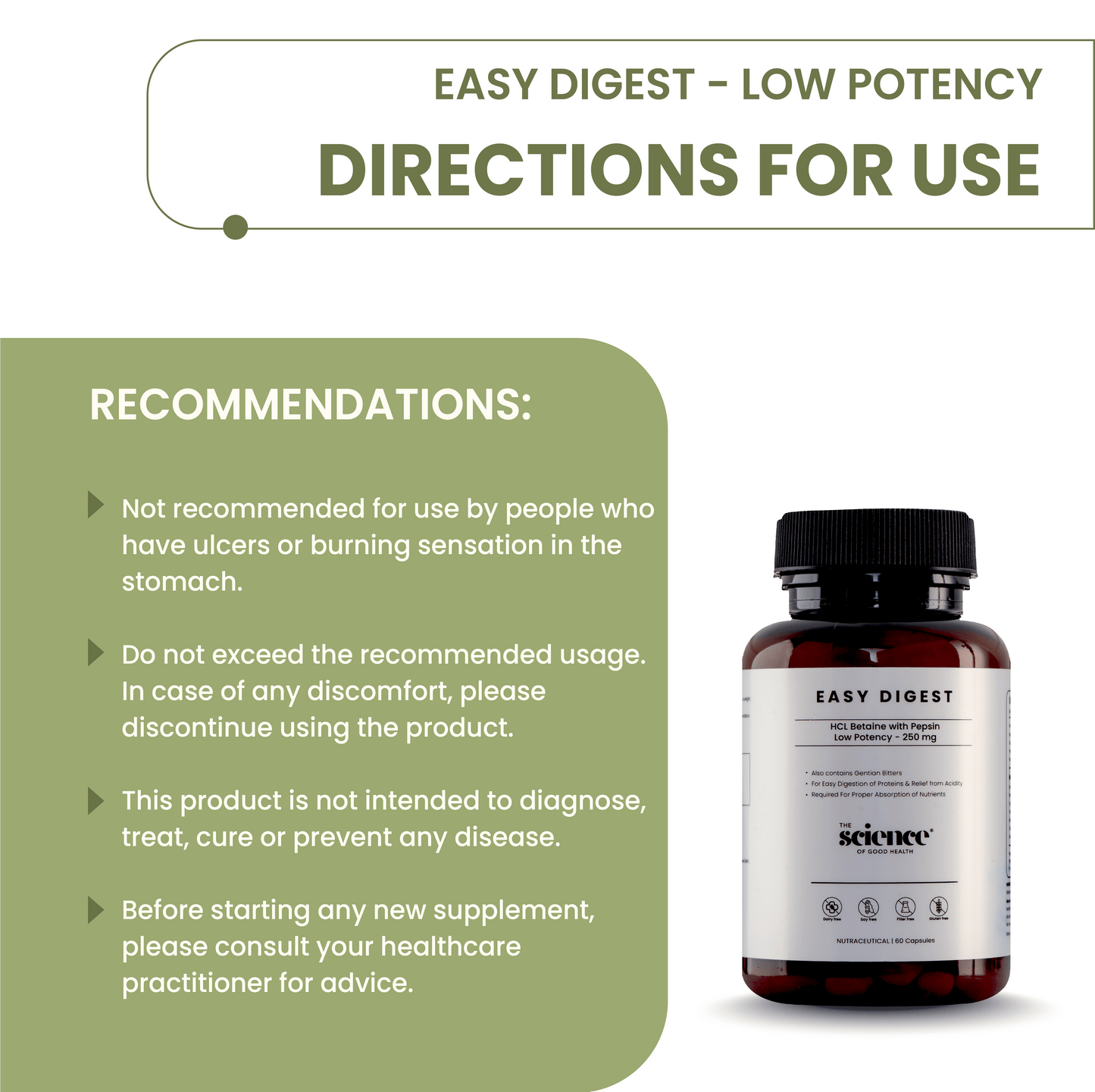 Easy Digest 250 mg – Support for Comfortable Protein Digestion Optimal Metabolism – 60 Capsules