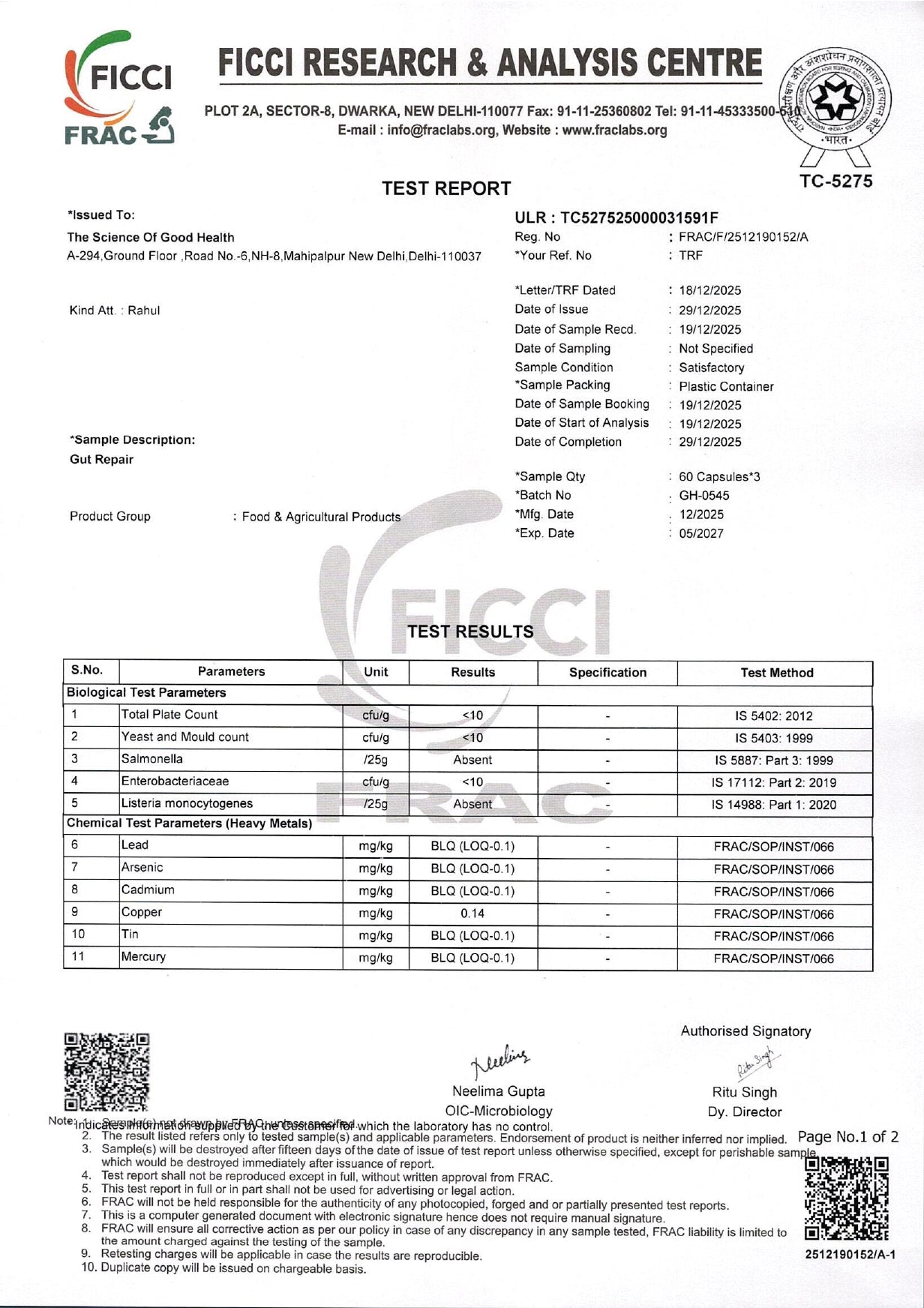 Gut Repair Formula – Intestinal Lining & Digestive Health Support