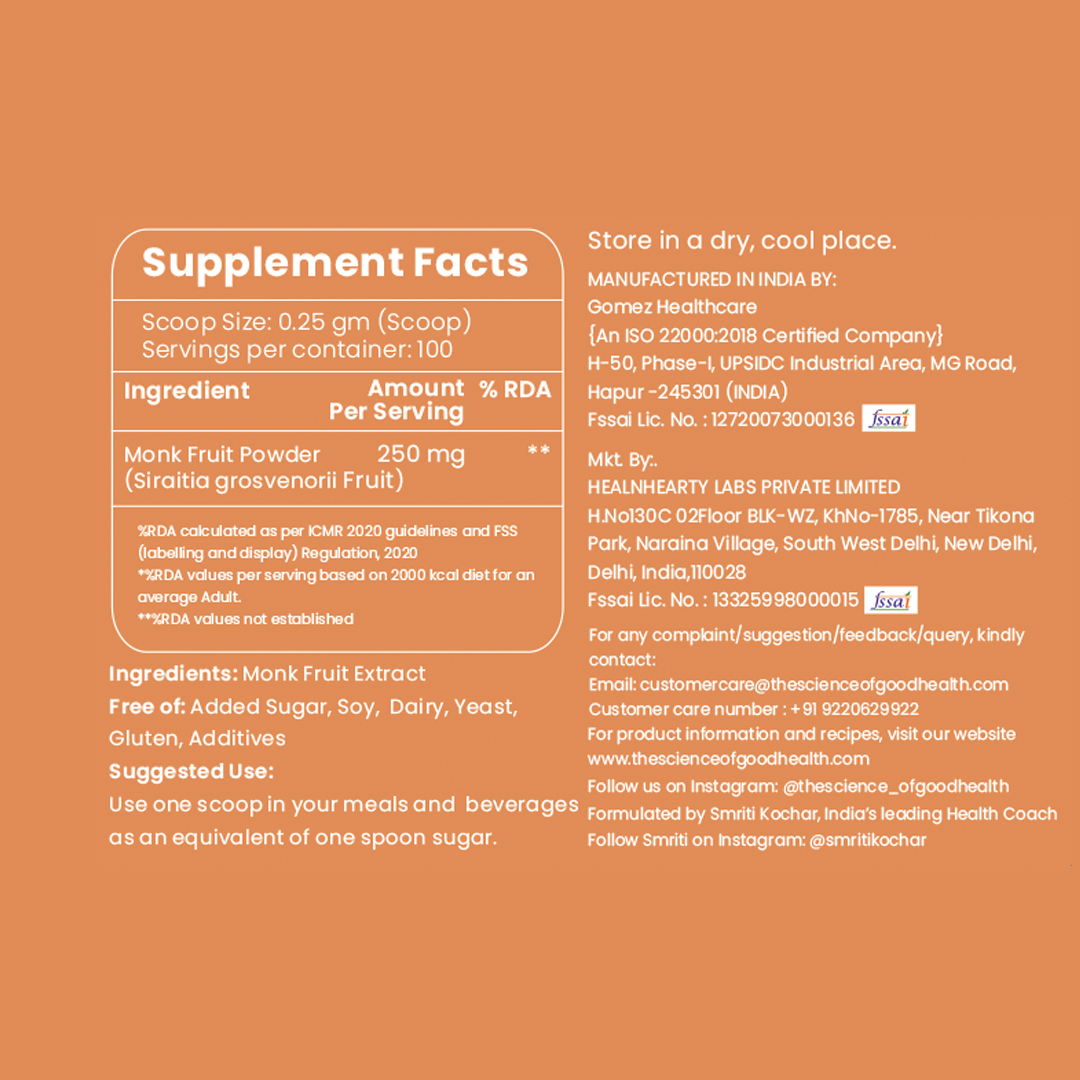 Monk Fruit Sweetener – Pure and Natural Zero-Calorie Sugar Alternative