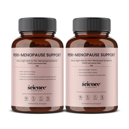 The Science of Good Health Peri-Menopause AM/PM Kit — natural hormone-free support for menopause symptoms