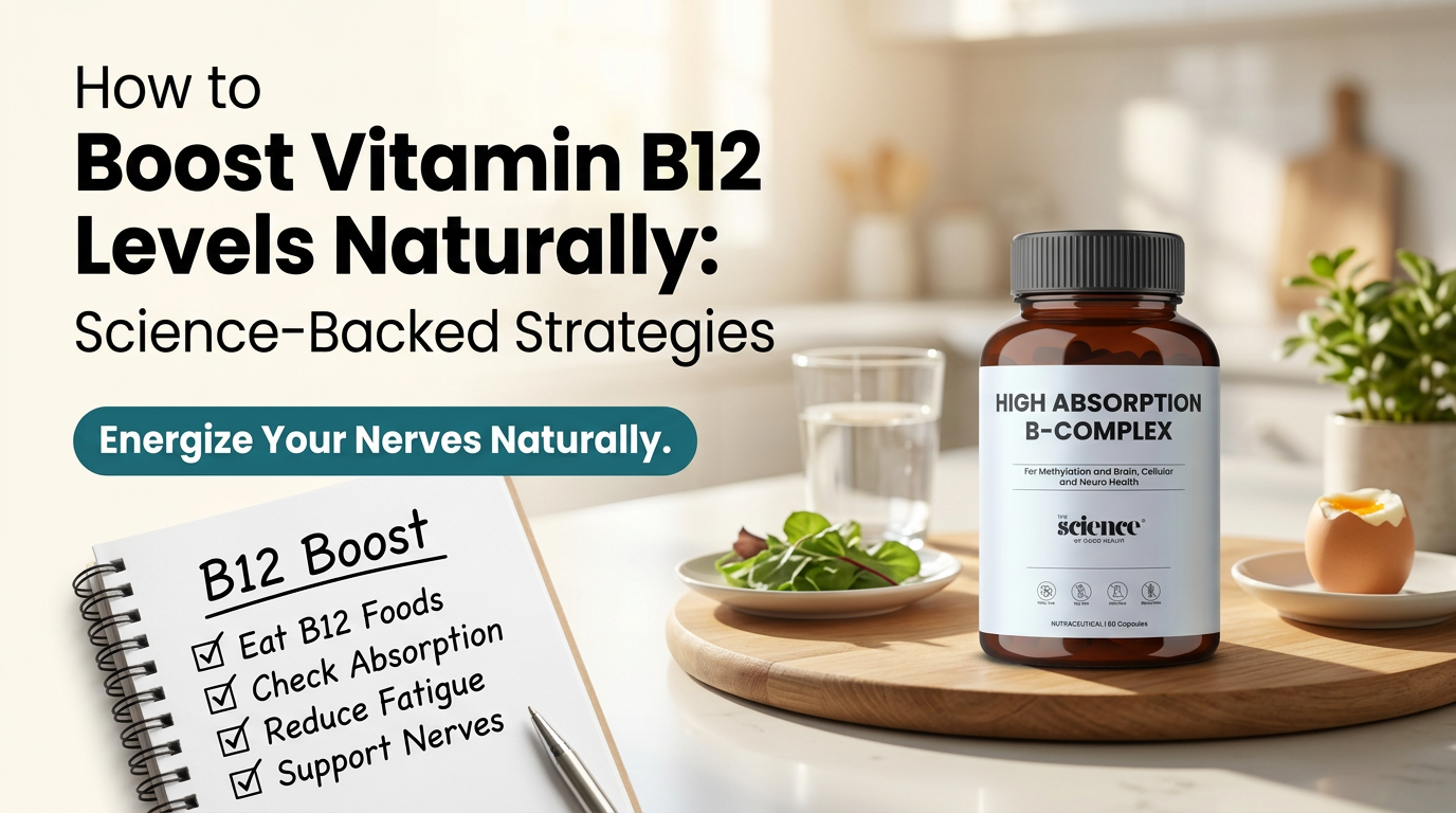 How to Boost Vitamin B12 Levels Naturally — The Science of Good Health blog hero graphic