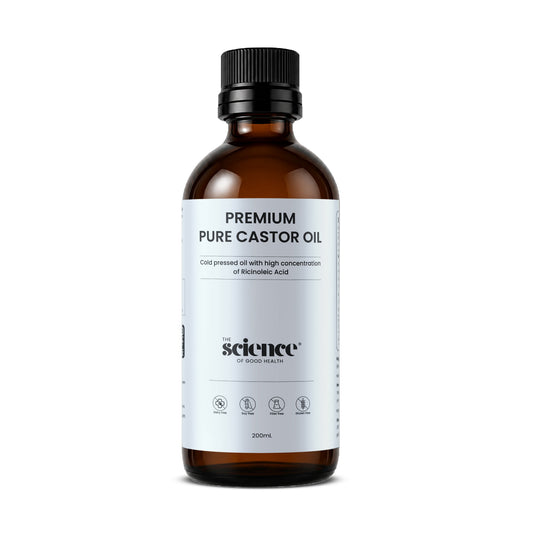 The Science of Good Health Premium Pure Castor Oil — used for warm abdominal packs to support lymphatic and detox pathways