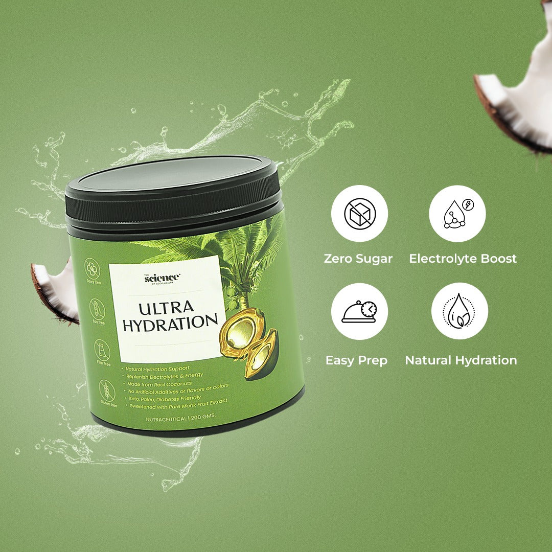 Ultra Hydration Supplement 200g | 10g Serving Size | Coconut Water Powder, Magnesium Glycinate, Himalayan, Himalayan Pink Salt & Monk Fruit | Replenish Electrolytes & Stay Hydrated
