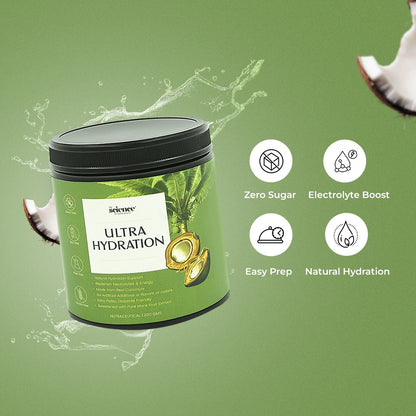 Ultra Hydration Supplement 200g | 10g Serving Size | Coconut Water Powder, Magnesium Glycinate, Himalayan, Himalayan Pink Salt & Monk Fruit | Replenish Electrolytes & Stay Hydrated