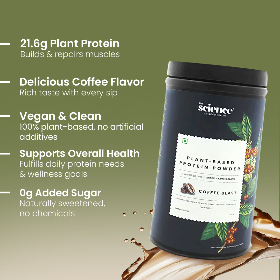 Coffee Flavored Vegan Protein Powder 500g | 21.6g Protein per Serving | Plant-Based Nutrition