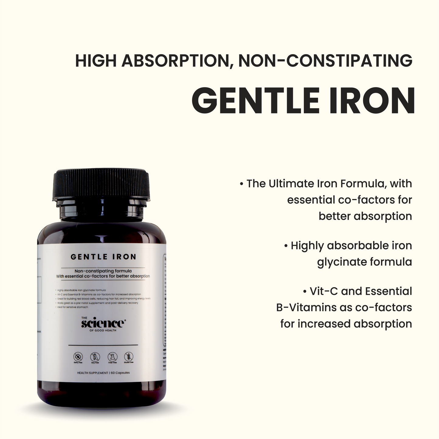 Gentle Iron Supplement – Non-Constipating Iron for Energy & Hemoglobin Support