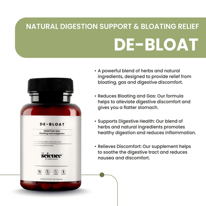 De-Bloat Supplement – Natural Digestion Support & Bloating Relief Optimal Metabolism – 60 Capsules