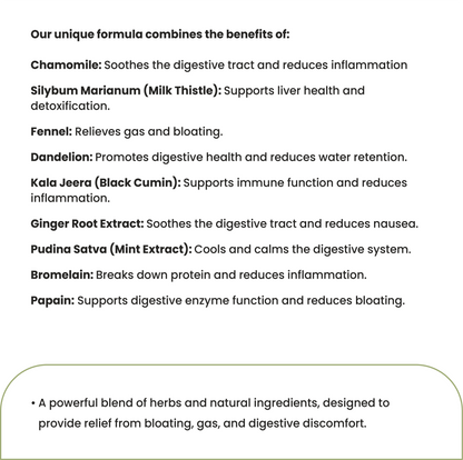 De-Bloat Supplement – Natural Digestion Support & Bloating Relief Optimal Metabolism – 60 Capsules