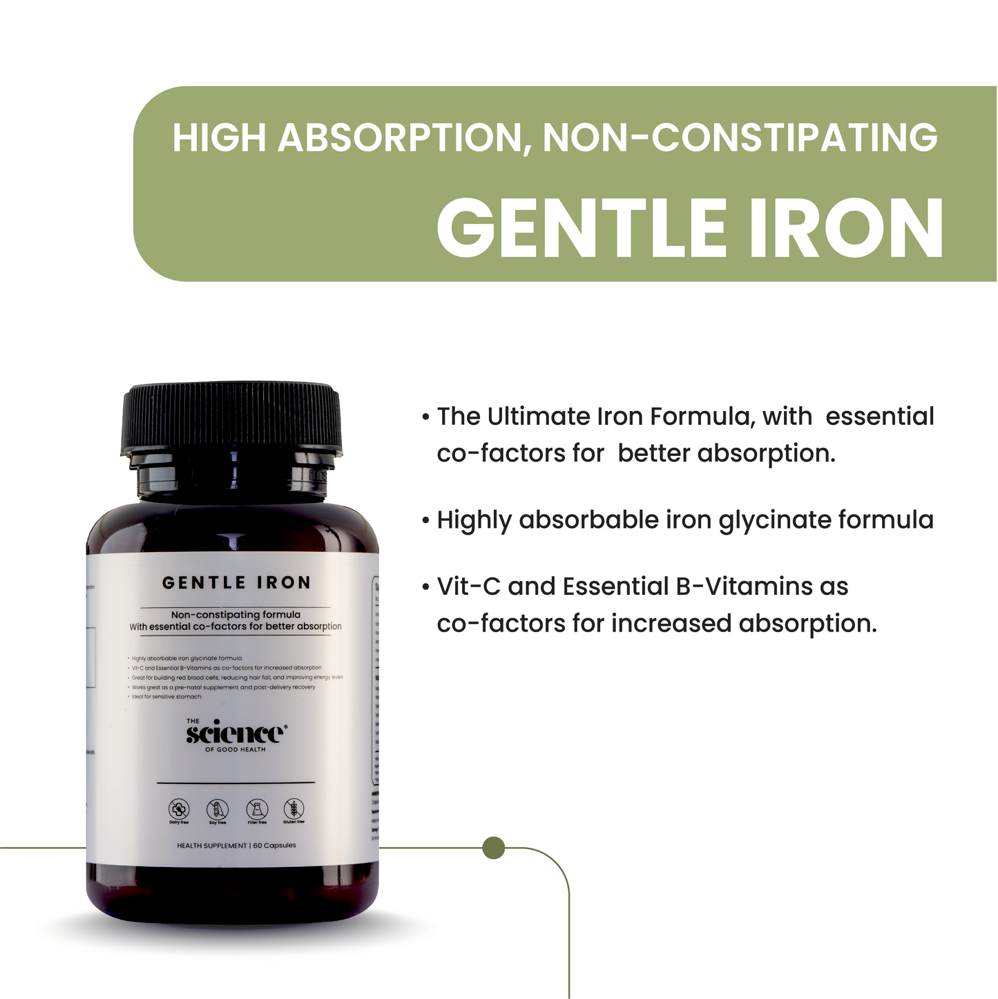Gentle Iron Supplement – Non-Constipating Iron for Energy & Hemoglobin Support