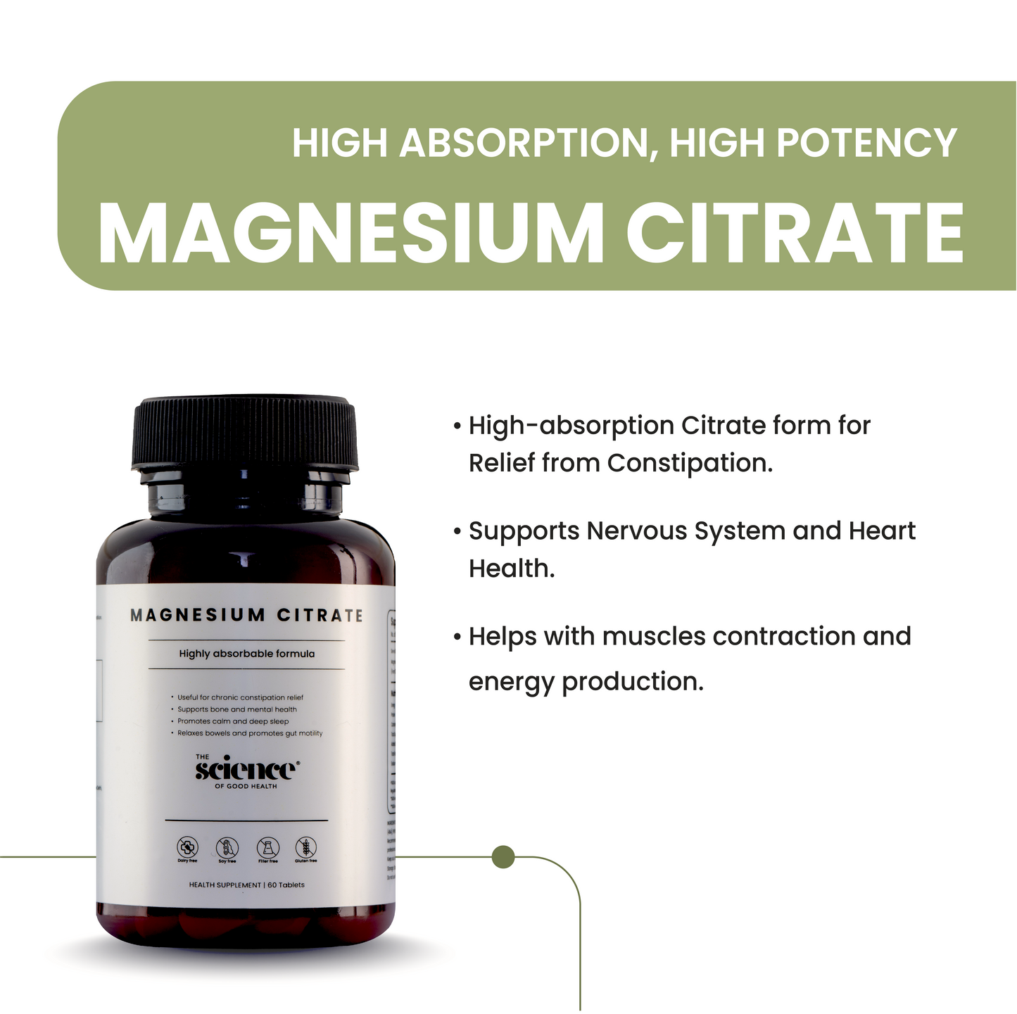Magnesium Citrate Supplement – Constipation Relief, Muscle Relaxation & Sleep Support