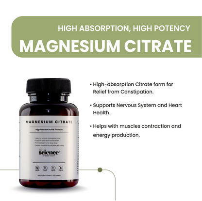 Magnesium Citrate Supplement – Constipation Relief, Muscle Relaxation & Sleep Support