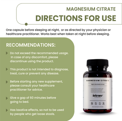 Magnesium Citrate Supplement – Constipation Relief, Muscle Relaxation & Sleep Support
