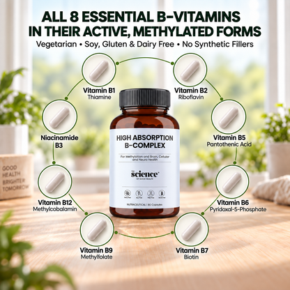 High Absorption B-Complex – Energy & Nervous System Support Optimal Metabolism – 60 Capsules