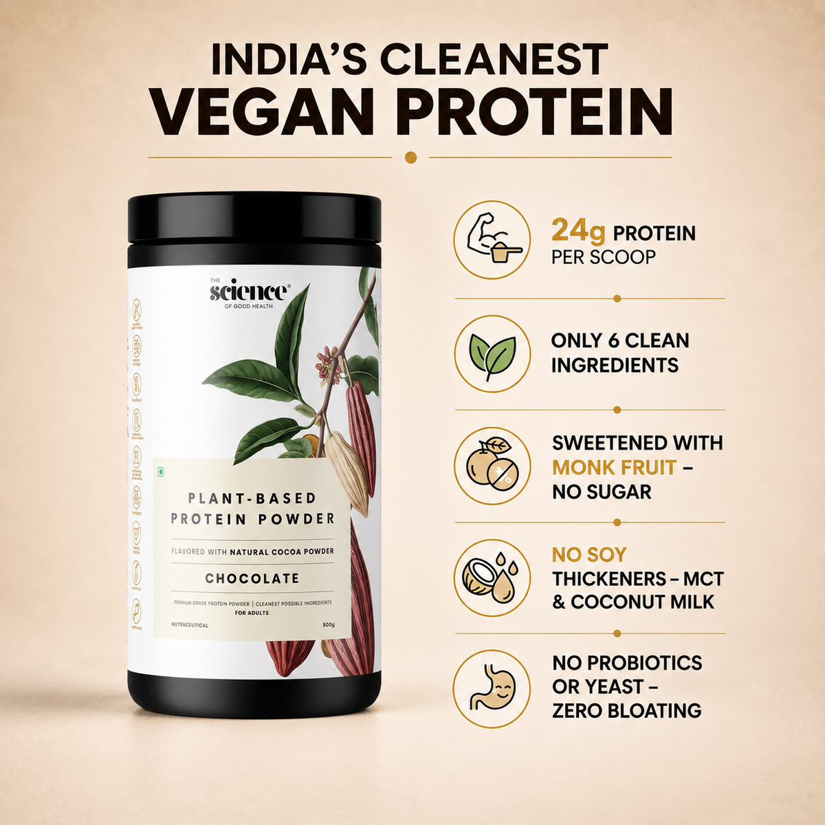 Vegan Chocolate Protein Powder – Plant-Based Muscle Recovery Protein Shake