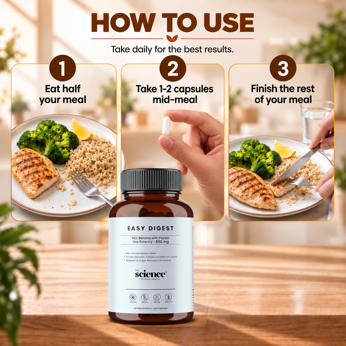 Easy Digest 650 mg – Support for Comfortable Protein Digestion, 60 capsules