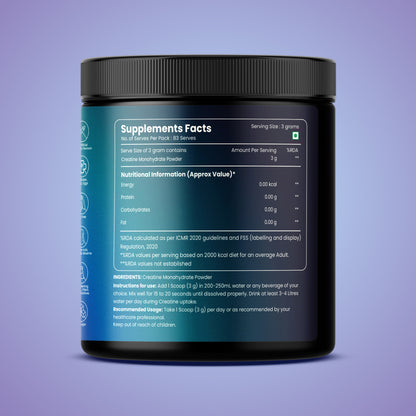 Creatine Monohydrate Supplement - 3g Serving Size | Pure & Potent | Unflavored | The Science of Good Health