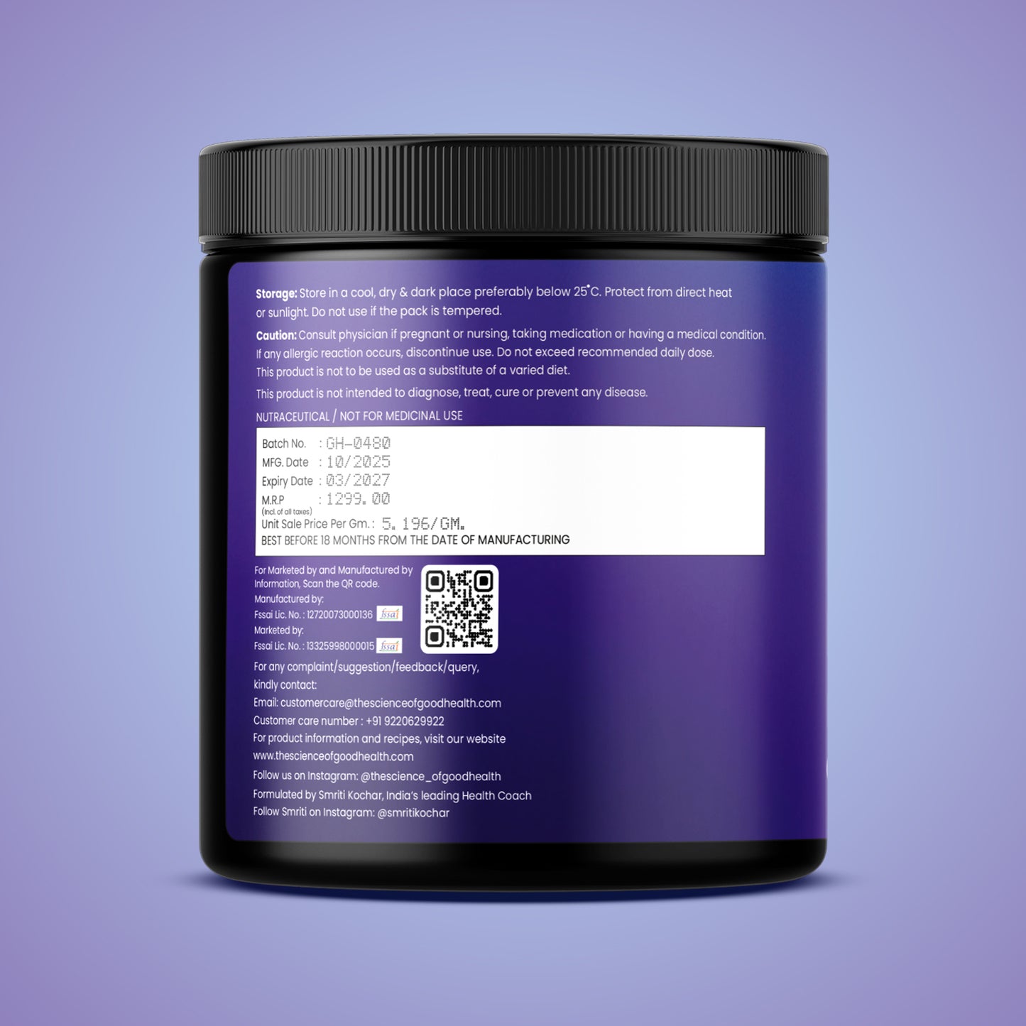 Creatine Monohydrate Supplement - 3g Serving Size | Pure & Potent | Unflavored | The Science of Good Health