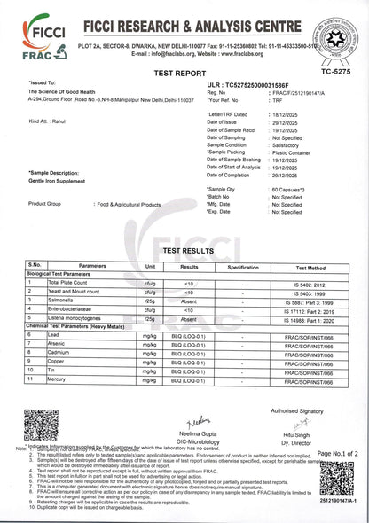 Gentle Iron Supplement – Non-Constipating Iron for Energy & Hemoglobin Support