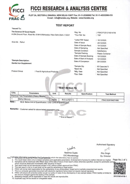 Gentle Iron Supplement – Non-Constipating Iron for Energy & Hemoglobin Support