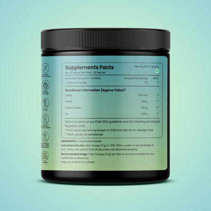 L-Glutamine Supplement - 5g Serving Size | Pure & Potent | Unflavored | The Science of Good Health