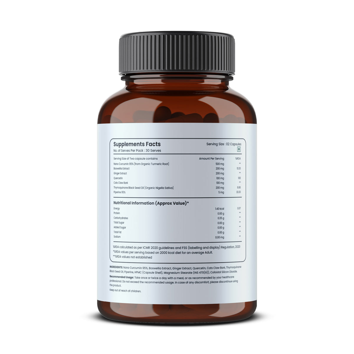Inflammation Relief Supplement – Natural Pain, Allergy & Respiratory Support Optimal Metabolism – 60 Capsules