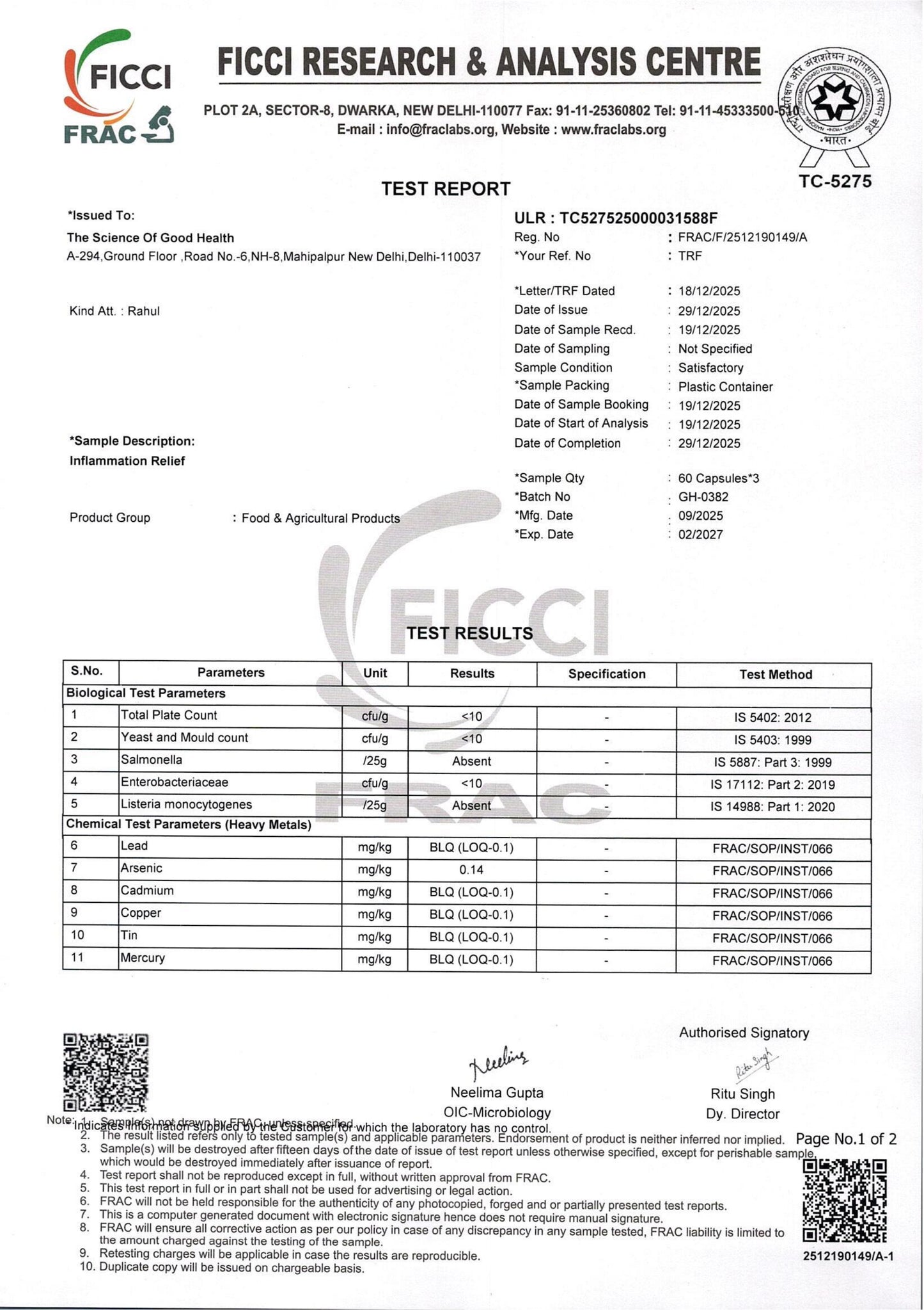 Inflammation Relief Supplement – Natural Pain, Allergy & Respiratory Support Optimal Metabolism – 60 Capsules