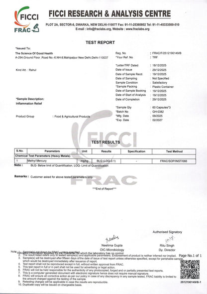 Inflammation Relief Supplement – Natural Pain, Allergy & Respiratory Support Optimal Metabolism – 60 Capsules