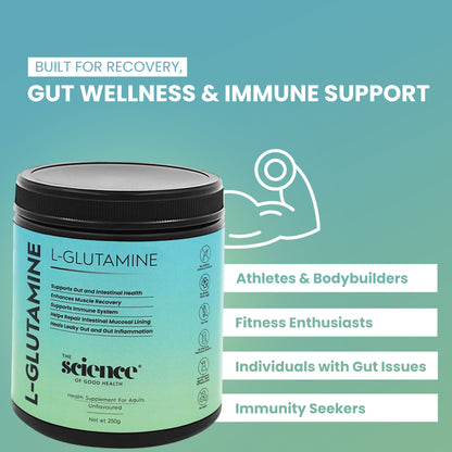 L-Glutamine Supplement - 5g Serving Size | Pure & Potent | Unflavored | The Science of Good Health
