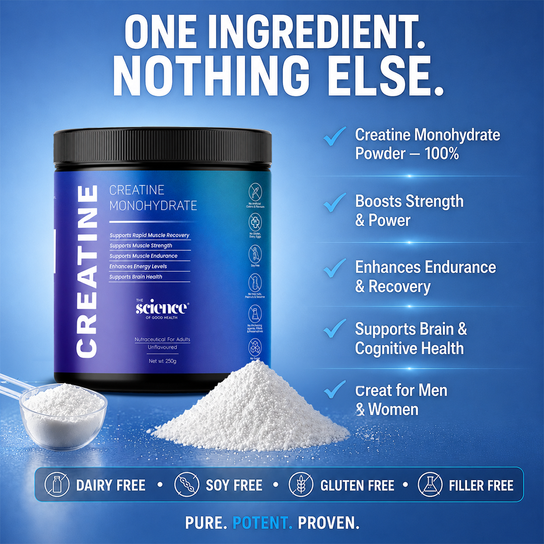 Creatine Monohydrate Supplement - 3g Serving Size | Pure & Potent | Unflavored | The Science of Good Health