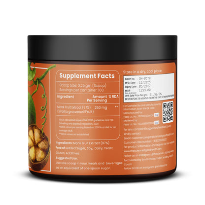 Monk Fruit Sweetener – 100% Pure and Natural Zero-Calorie Sugar Alternative