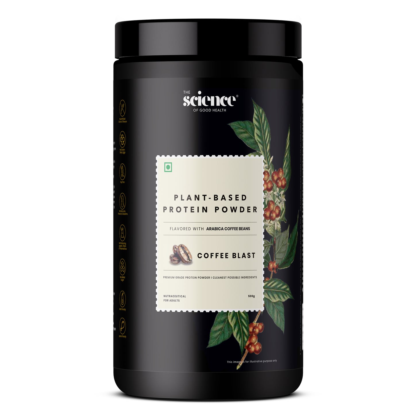 Coffee Flavored Vegan Protein Powder 500g | 21.6g Protein per Serving | Plant-Based Nutrition