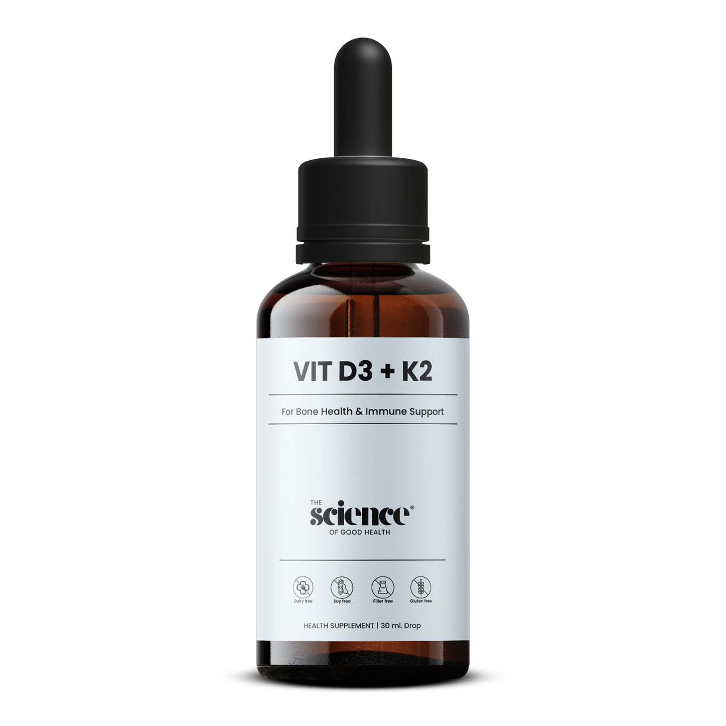 Vitamin D3 + K2 Drops – Bone Health & Immune Support Liquid Supplement - 30ml