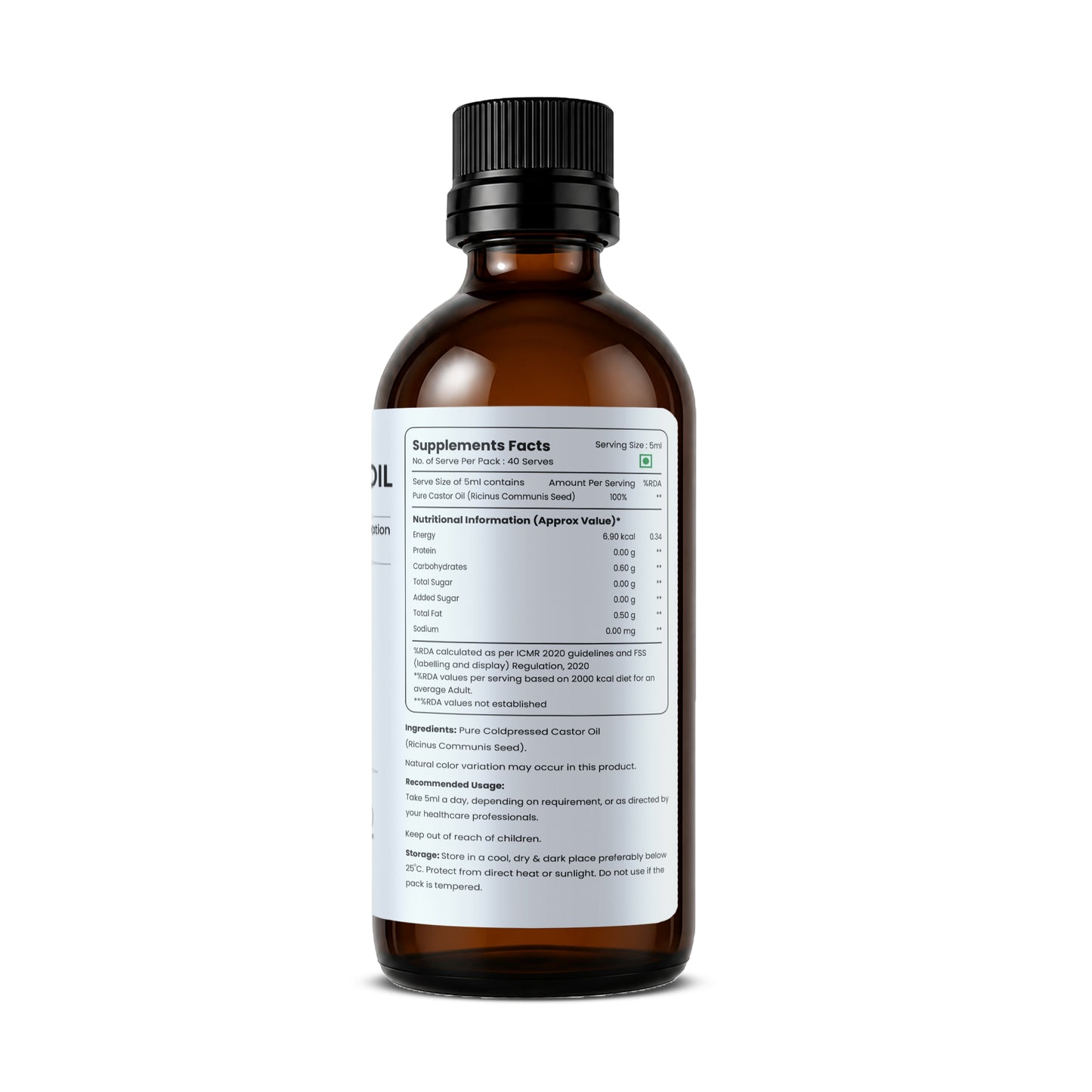 Premium Pure Castor Oil -  200 ml