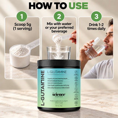 L-Glutamine Supplement - 5g Serving Size | Pure & Potent | Unflavored | The Science of Good Health