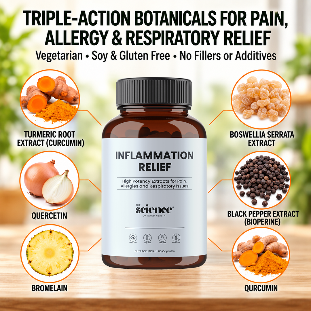 Inflammation Relief Supplement – Natural Pain, Allergy & Respiratory Support Optimal Metabolism – 60 Capsules