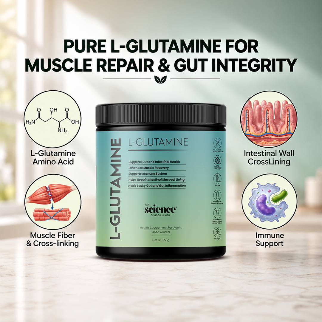 L-Glutamine Supplement - 5g Serving Size | Pure & Potent | Unflavored | The Science of Good Health