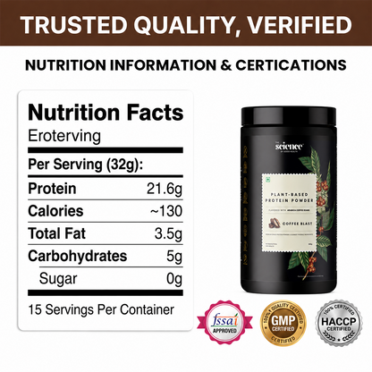 Coffee Flavored Vegan Protein Powder 500g | 21.6g Protein per Serving | Plant-Based Nutrition