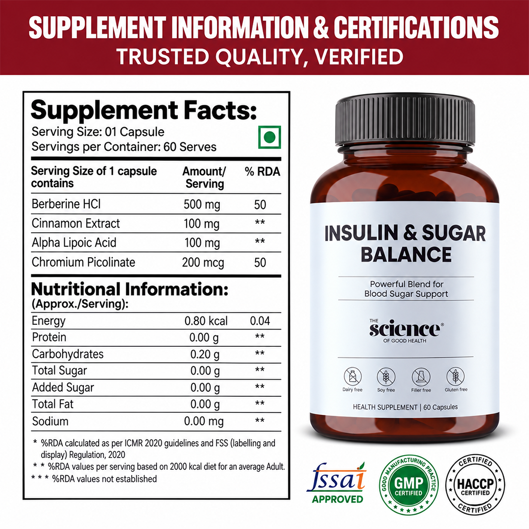 Insulin & Sugar Balance – Natural Blood Sugar Support Supplement Optimal Metabolism – 60 Capsules