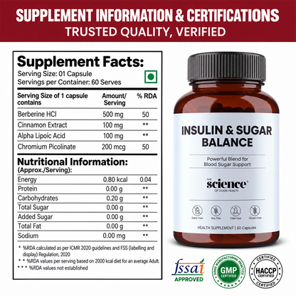 Insulin & Sugar Balance – Natural Blood Sugar Support Supplement Optimal Metabolism – 60 Capsules
