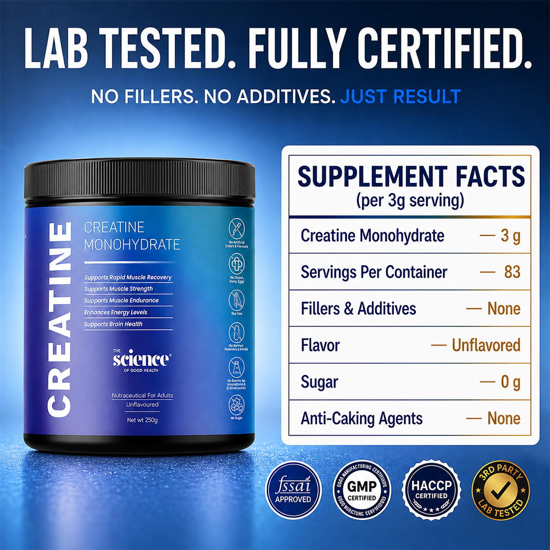 Creatine Monohydrate Supplement - 3g Serving Size | Pure & Potent | Unflavored | The Science of Good Health