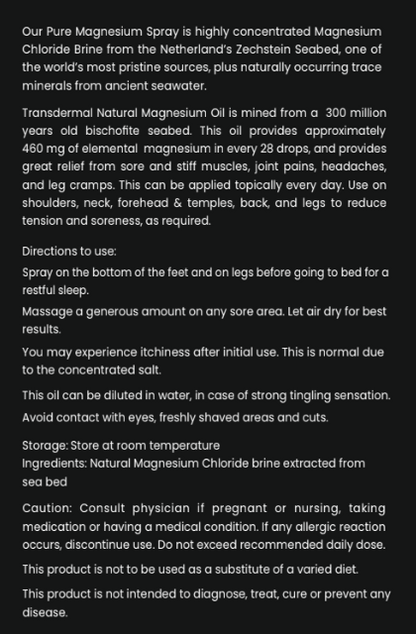 Pure Magnesium Oil – Topical Muscle Relaxation & Recovery Support