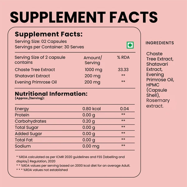 Women's Hormone Balance – Support for Period Cycles, Fertility & Menopause - 60 Capsules