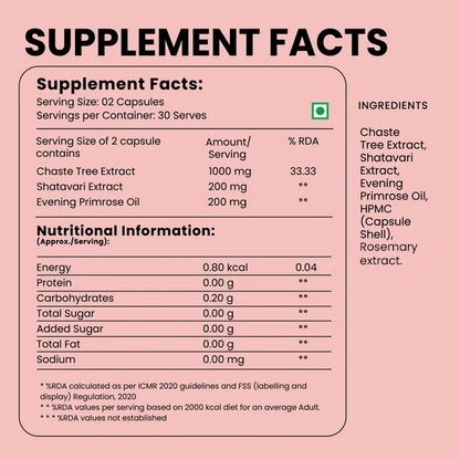 Women's Hormone Balance – Support for Period Cycles, Fertility & Menopause - 60 Capsules