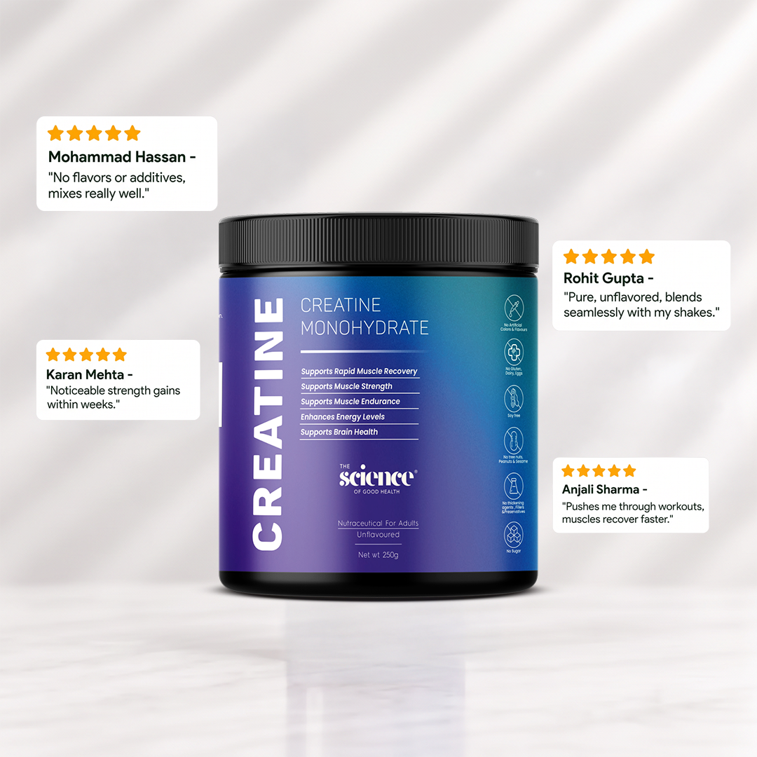 Creatine Monohydrate Supplement - 3g Serving Size | Pure & Potent | Unflavored | The Science of Good Health