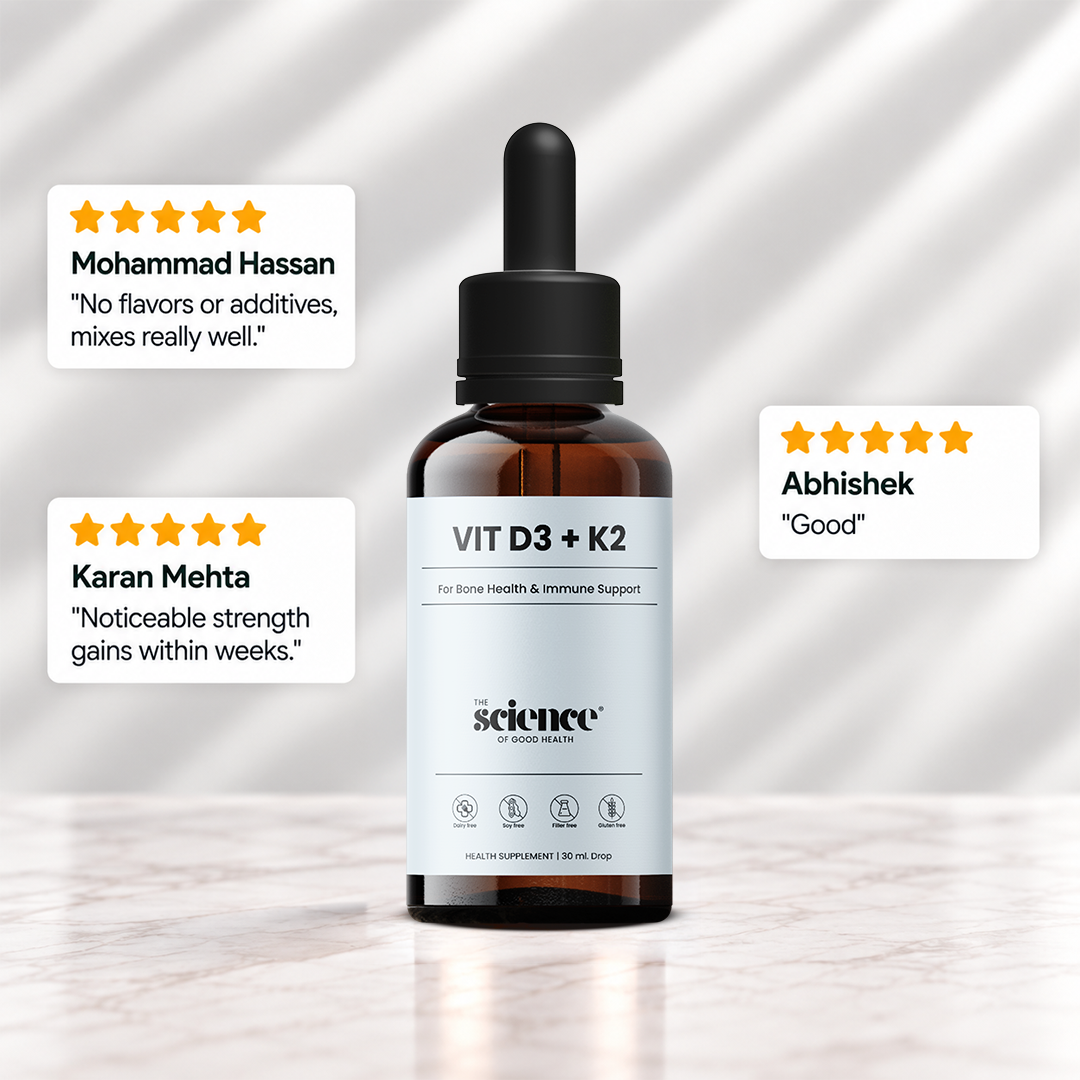 Vitamin D3 + K2 Drops – Bone Health & Immune Support Liquid Supplement - 30ml