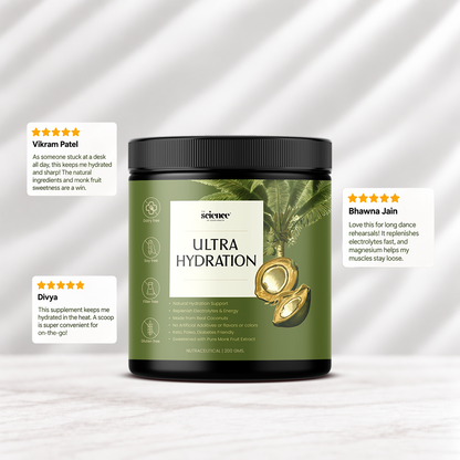 Ultra Hydration Supplement 200g | 10g Serving Size | Coconut Water Powder, Magnesium Glycinate, Himalayan, Himalayan Pink Salt & Monk Fruit | Replenish Electrolytes & Stay Hydrated