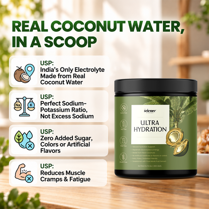 Ultra Hydration Supplement 200g | 10g Serving Size | Coconut Water Powder, Magnesium Glycinate, Himalayan, Himalayan Pink Salt & Monk Fruit | Replenish Electrolytes & Stay Hydrated