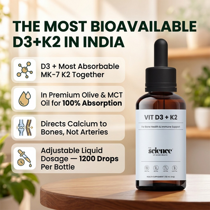 Vitamin D3 + K2 Drops – Bone Health & Immune Support Liquid Supplement - 30ml